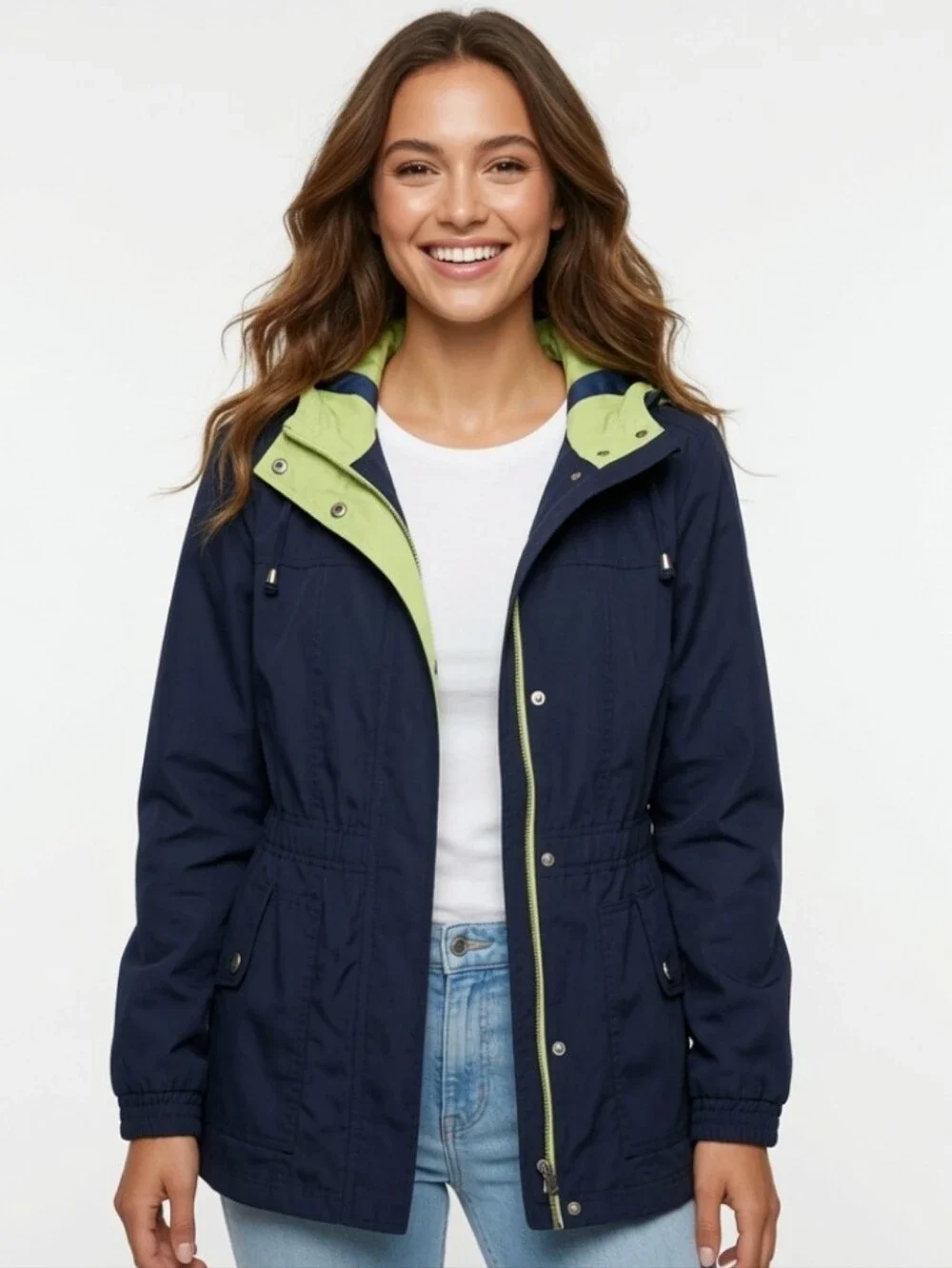 MacKintosh Cotton Anorak Jacket w Hooded Lime Trim (Sz:2x)